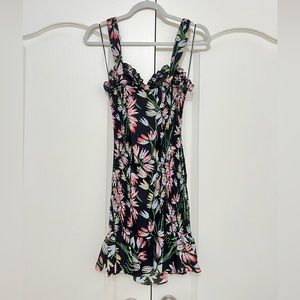 Summer Black Floral Mini Dress